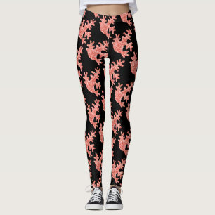 Leggings Corail rose parties scintillant foncé scintille no