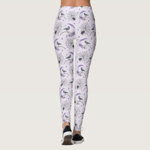 Leggings Corbeau toile d'araignée fantaisiste Halloween 