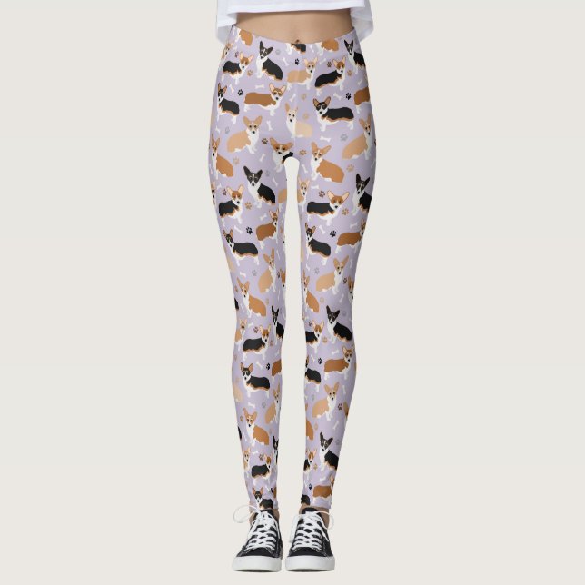 Leggings Corgi pattes de chien et pattes d'os (Devant)