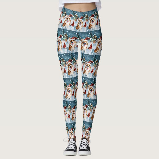 Leggings Corgi Winter Wonderland Christmas Joy (Devant)