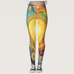 Leggings Cosmic Sun Mandala Art