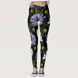 Leggings Cosmos Daisy Floral Collage sans fil
