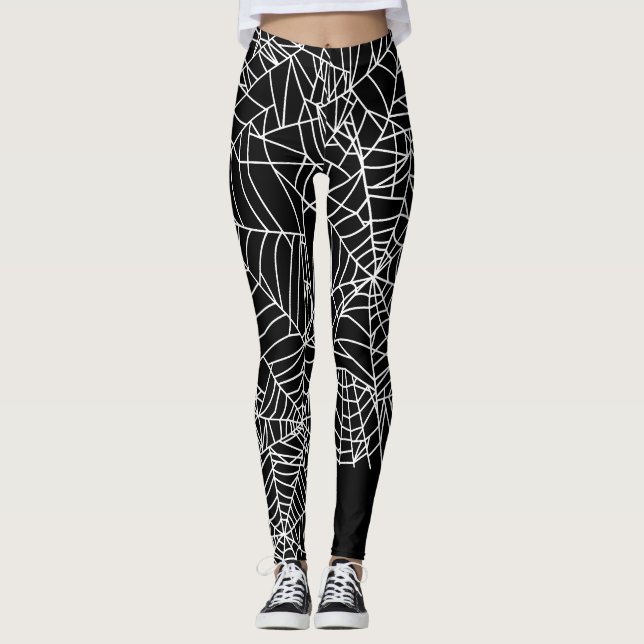 Leggings Costume blanc noir de Halloween de toile (Devant)