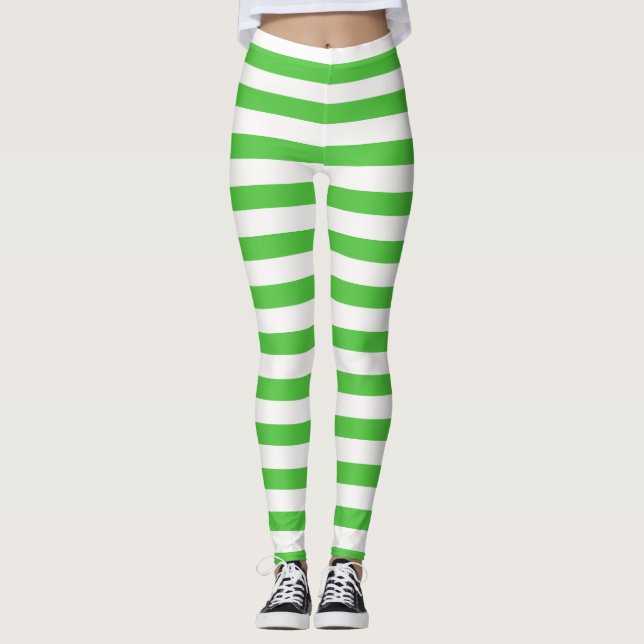 Leggings Costume de fraise verte et blanche Bande d'Hallowe (Devant)