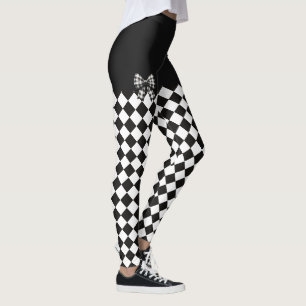Leggings Costume d'Halloween Arlequin Noir Blanc Mad Hatter