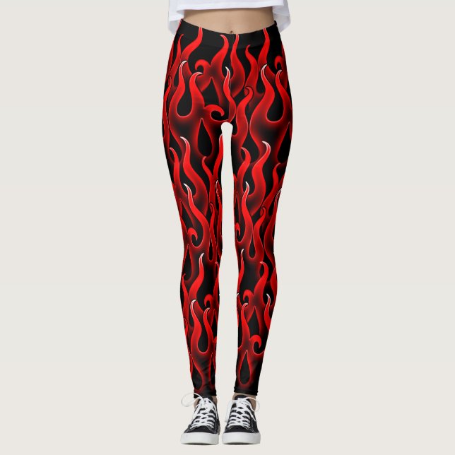 Leggings Costume d'Halloween Devil Red Fire Flames (Devant)