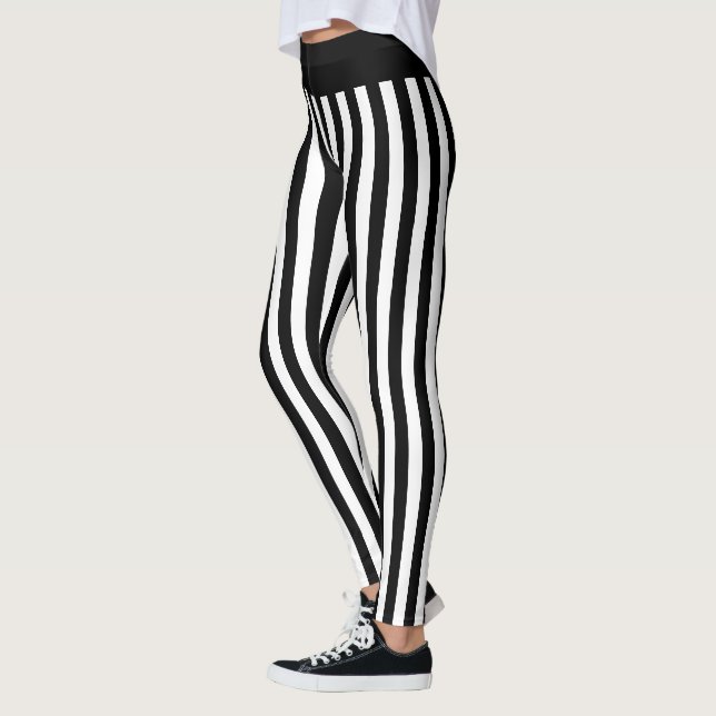 Leggings Costume d'Halloween en bande verticale noire et bl (Gauche)