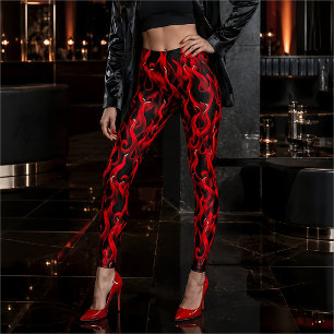 Leggings Costume d'Halloween Flames de Feu Rouges du Diable