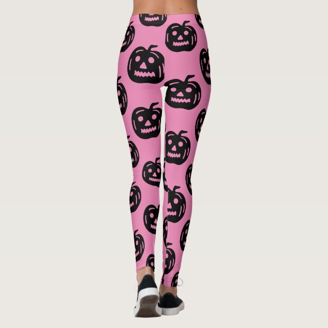 Leggings Costume d'Halloween Jack-o'-lantern rose mignon (Dos)
