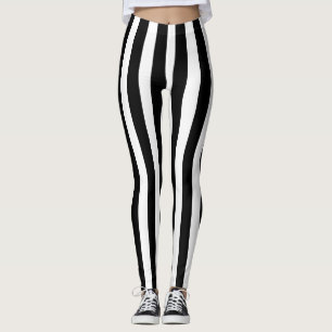 Leggings Costume d'Halloween vertical à bandes noires et bl