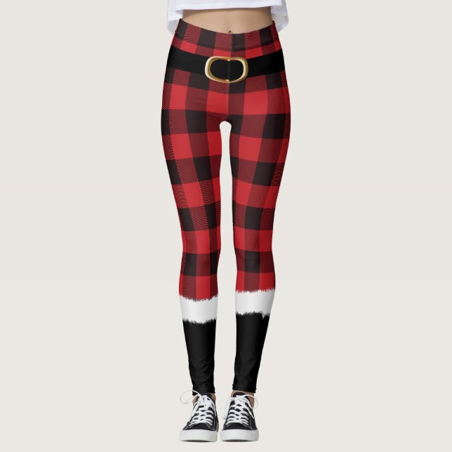 Leggings Costume Père Noël Plaid Moderne Cute Drôle Noël Le (Devant)