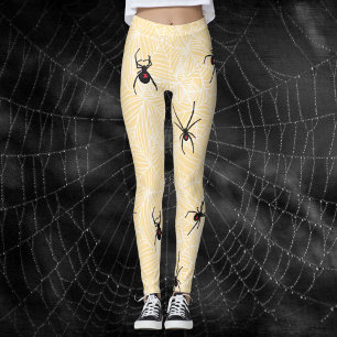 Leggings Costume Toile d'Araignée Veuve Noire Jaune Pastel