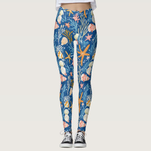 Leggings Côtière rustique - Coquillages, Starfish, Reef (26
