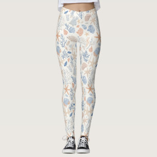 Leggings Côtière rustique - Coquillages, Starfish, Reef (34