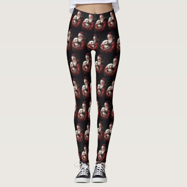 Leggings Coton De Tulear Avec Noël Du Père Noël (Devant)