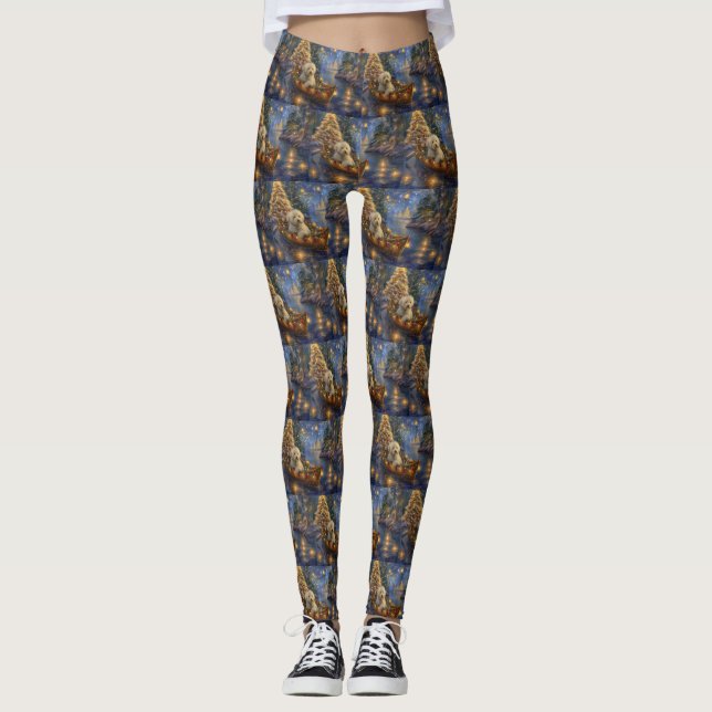 Leggings Coton De Tulear Noël Festive Voyage (Devant)