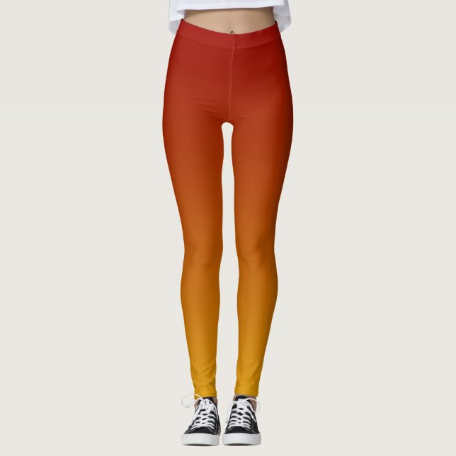 Leggings Couché de soleil orange jaune Ombre (Devant)