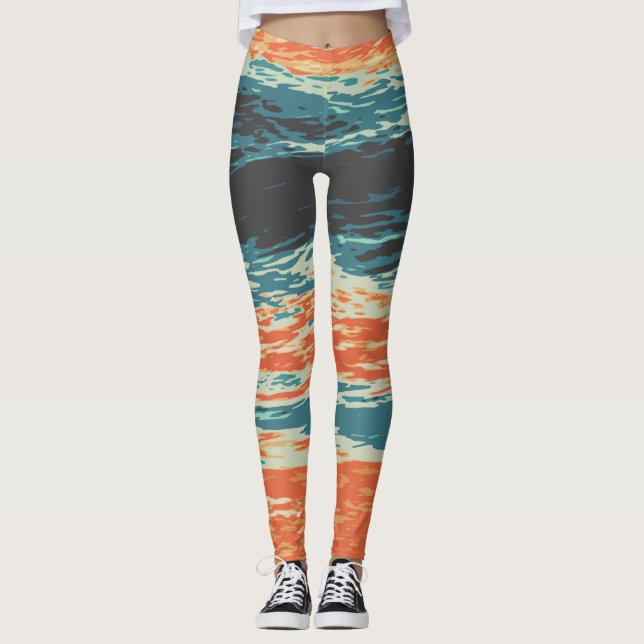 Leggings Coucher de soleil/océan/vague/mer (Devant)