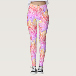 Leggings coucher du soleil succulent de rose de jaune de