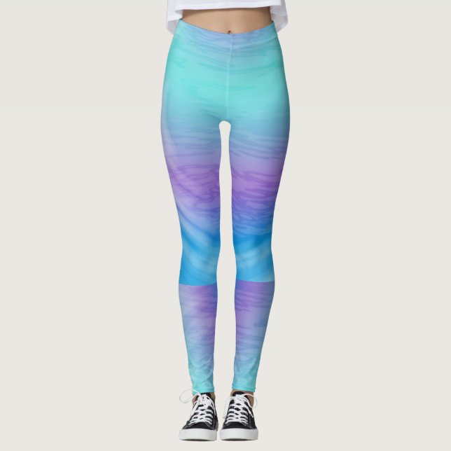 Leggings Coucher du soleil tropical de l'eau en pastel (Devant)