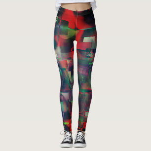 Leggings Couches d'image vertes et rouges et une légère ton