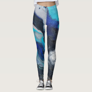 Leggings Coulée acrylique de couleurs froides et métallique