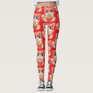 Leggings Couleur de pizza pour manger des chats