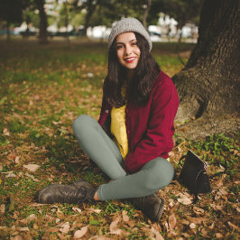 Leggings Couleur de tendance gris verdâtre coupé