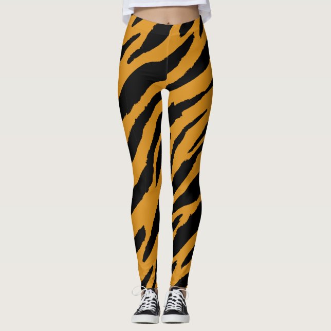 Leggings Couleur de tigre Motif Animaux Amoureux (Devant)