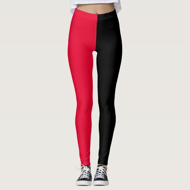 Leggings Couleur mi-couleur rouge noir deux tons (Devant)