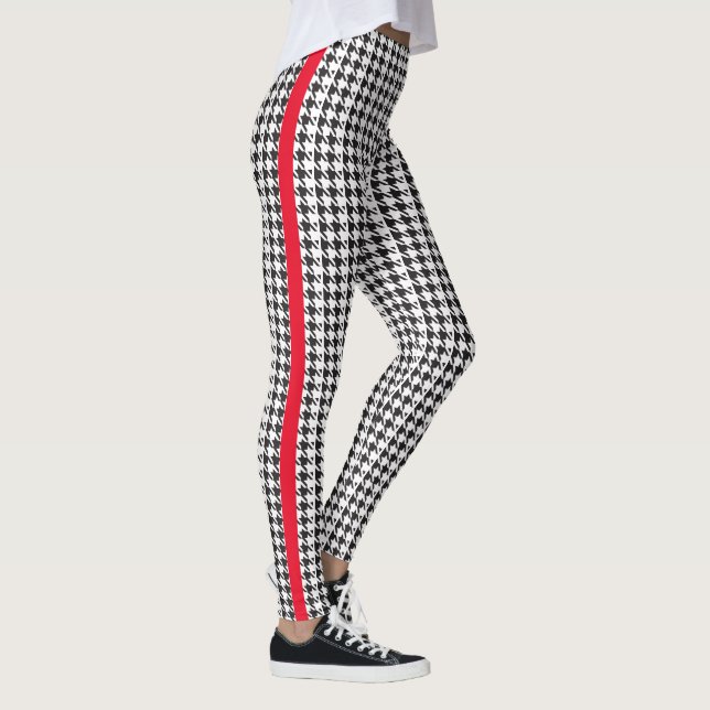 Leggings Couleur noire et personnalisée Houndstooth avec ba (Droite)