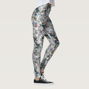 Leggings Couleur ressemblant à des découpes dvd carrés, mos