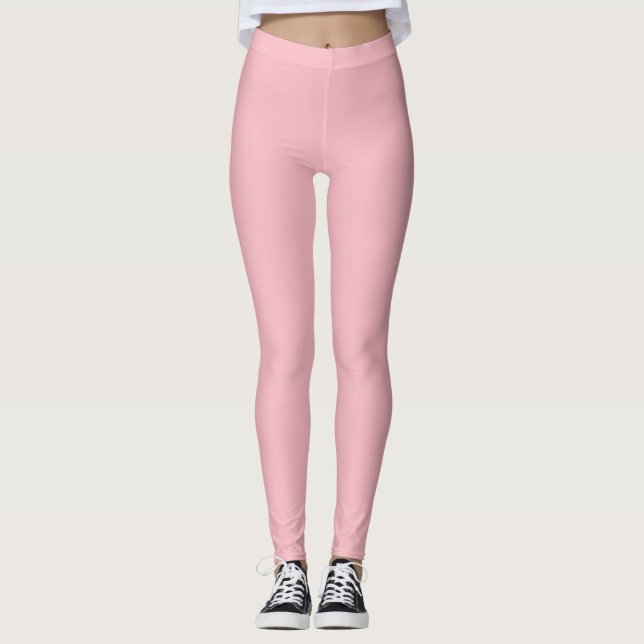 Leggings Couleur solide rose en fleur (Devant)