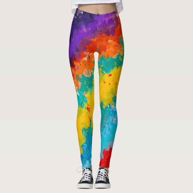 Leggings Couleur Splash Rainbow Paint Mode (Devant)