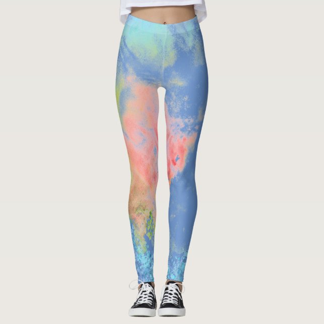 Leggings Couleur Tie Dye Rainbow Pastel (Devant)
