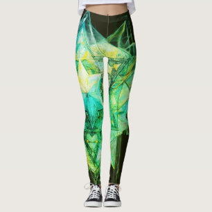 Leggings Couleurs Abstraites Tons Verts sur Moderne Personn