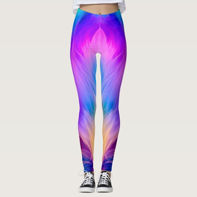 Leggings Couleurs arc-en-ciel Conception de fourrure (Devant)
