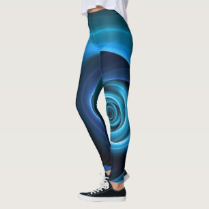 Leggings Couleurs bleu spirale 3D Art Abstrait fractal mode