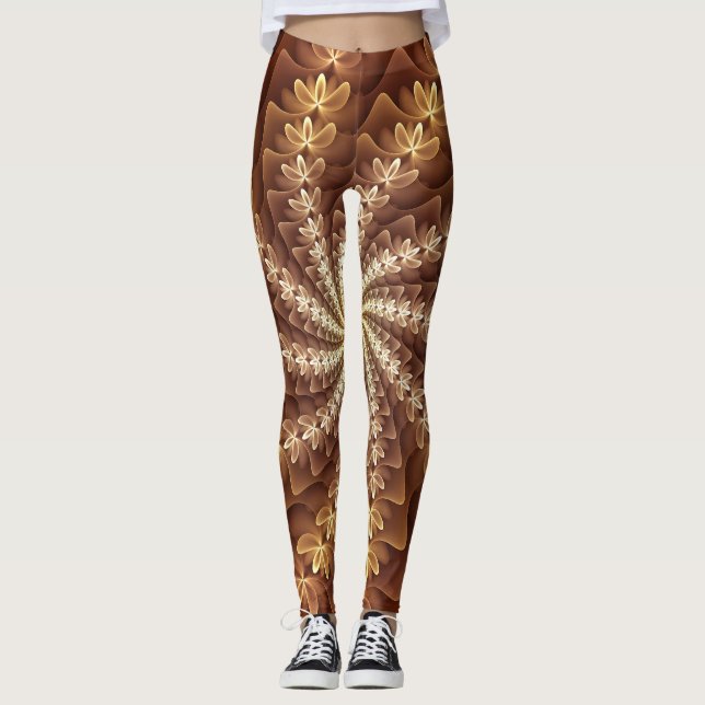 Leggings Couleurs chaudes, Trippy Moderne Motif d'art fract (Devant)