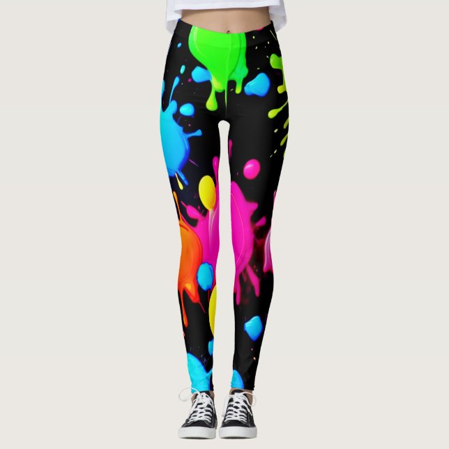 Leggings Couleurs de peinture brillantes et en gras (Devant)