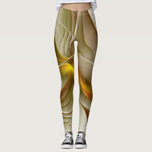 Leggings Couleurs des métaux précieux, art fractal Abstrait (Devant)