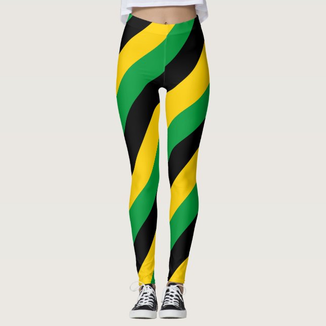 Leggings Couleurs du drapeau national jamaïcain diagonales  (Devant)