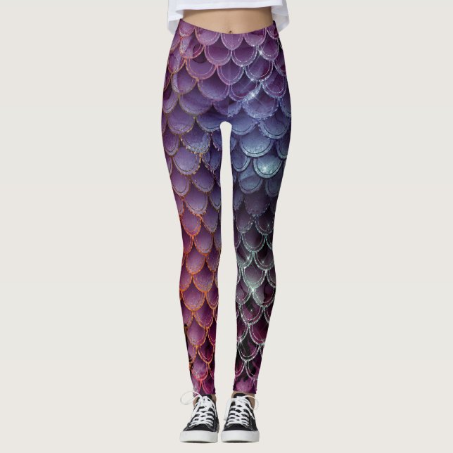 Leggings Couleurs mauves, bleues, rouges Conception des éch (Devant)