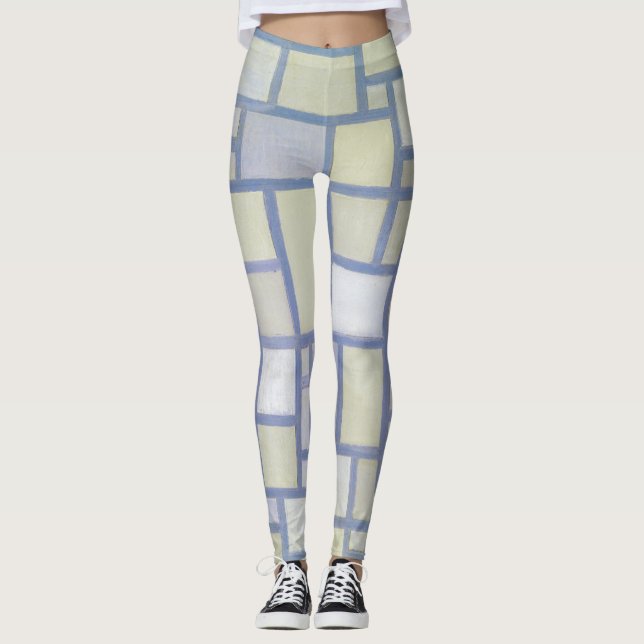 Leggings Couleurs vives Lignes gris | Piet Mondrian | (Devant)