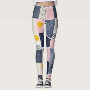 Leggings Coup de pinceau abstrait rétro (1)