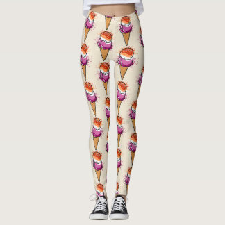 Leggings Coupe Lesbienne Sapphic LGBT Pride Drapeau Crème g