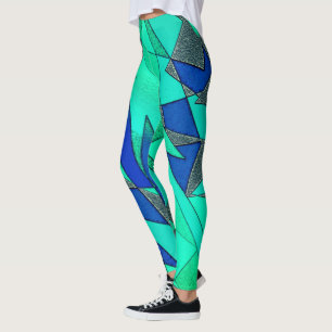 Leggings Coupes triangulaires vertes sur arrière - plan ble