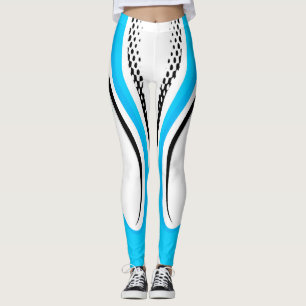 Leggings Courbe Abstraite bleue blanche et noire