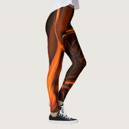 Leggings Courbes ou ondulations corail, sur fond sombre