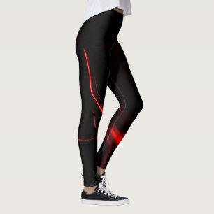Leggings Courbes ou ondulations rouges dans les plus sombre